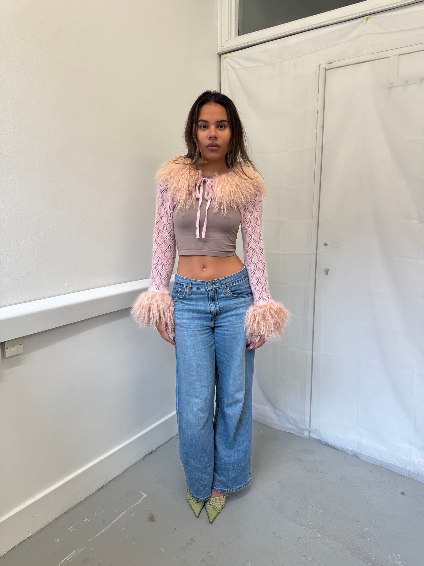 Lace Knit Pink Sleeves