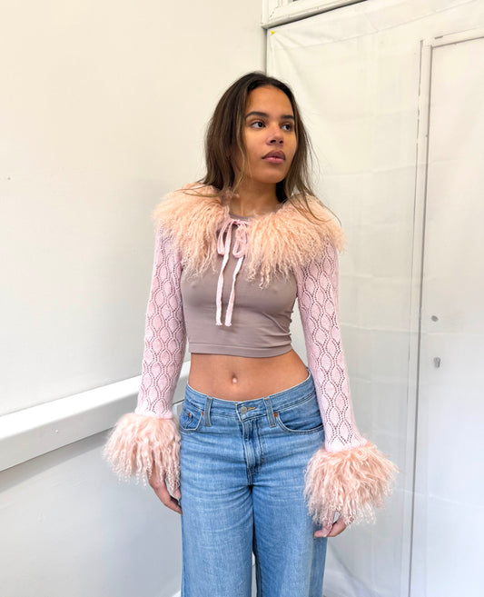 Lace Knit Pink Sleeves