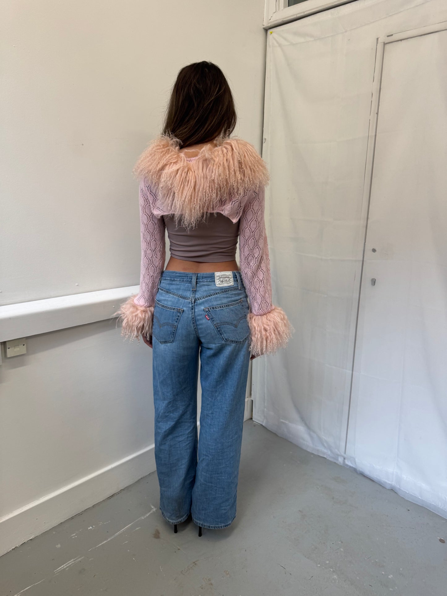 Lace Knit Pink Sleeves