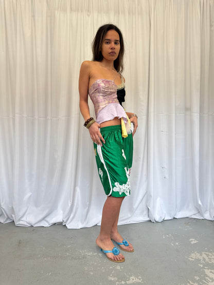 Upcycled One-Shoulder Ruffle Crop Top