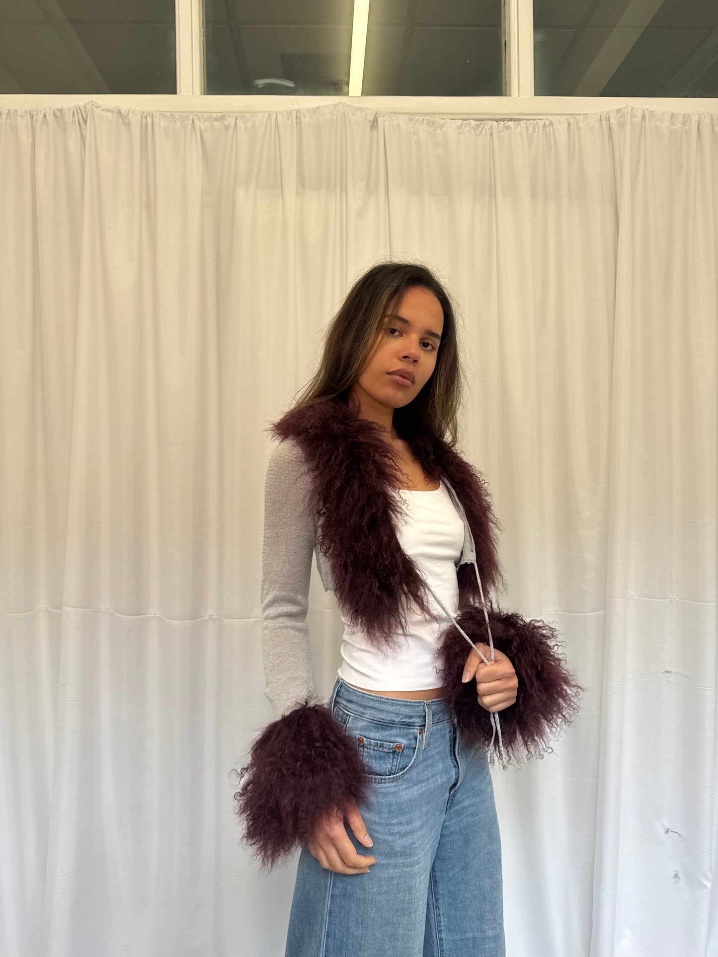 Grey and Dark Purple Bolero