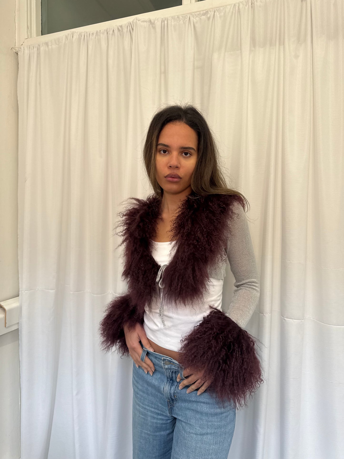 Grey and Dark Purple Bolero