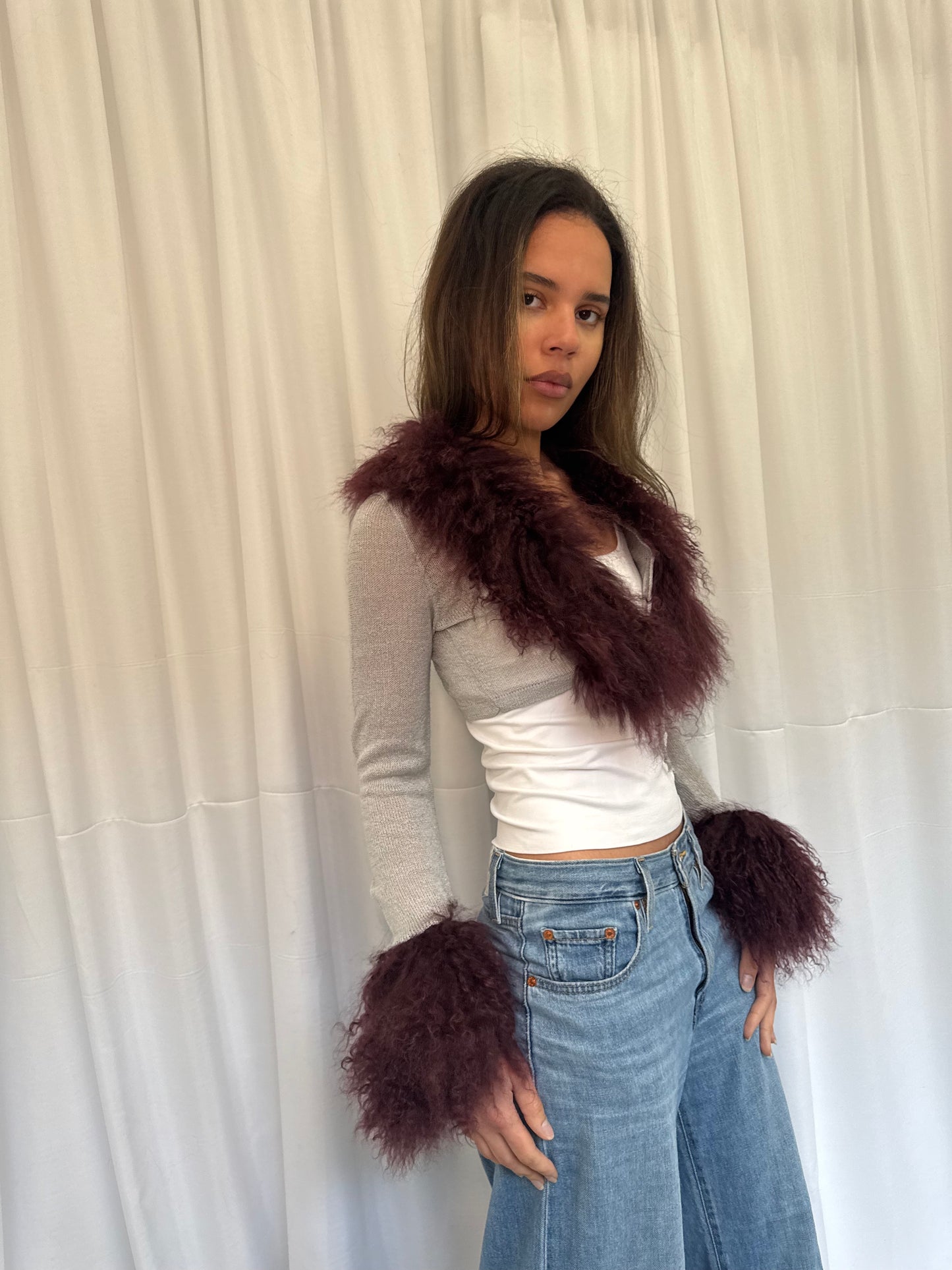 Grey and Dark Purple Bolero