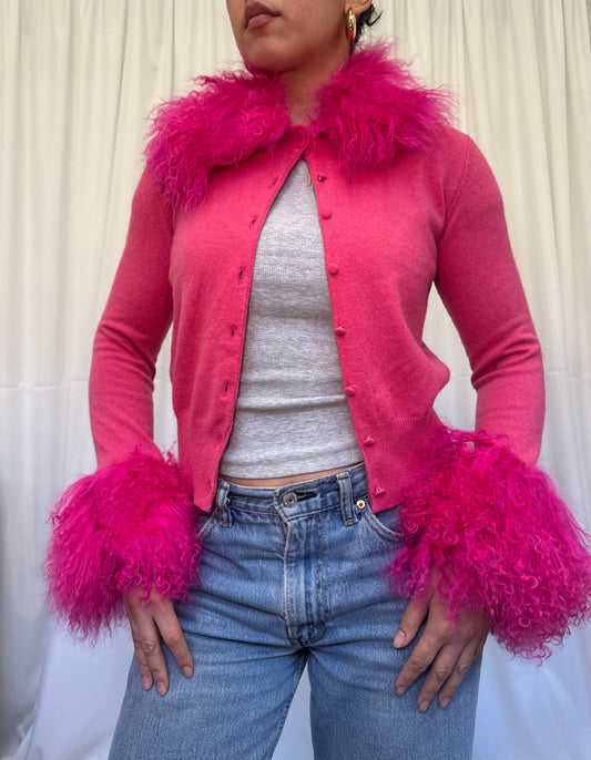Hot Pink Cashmere Cardigan