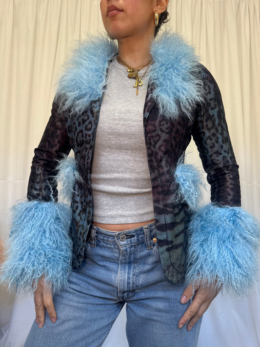 Leopard Print Jacket with Blue