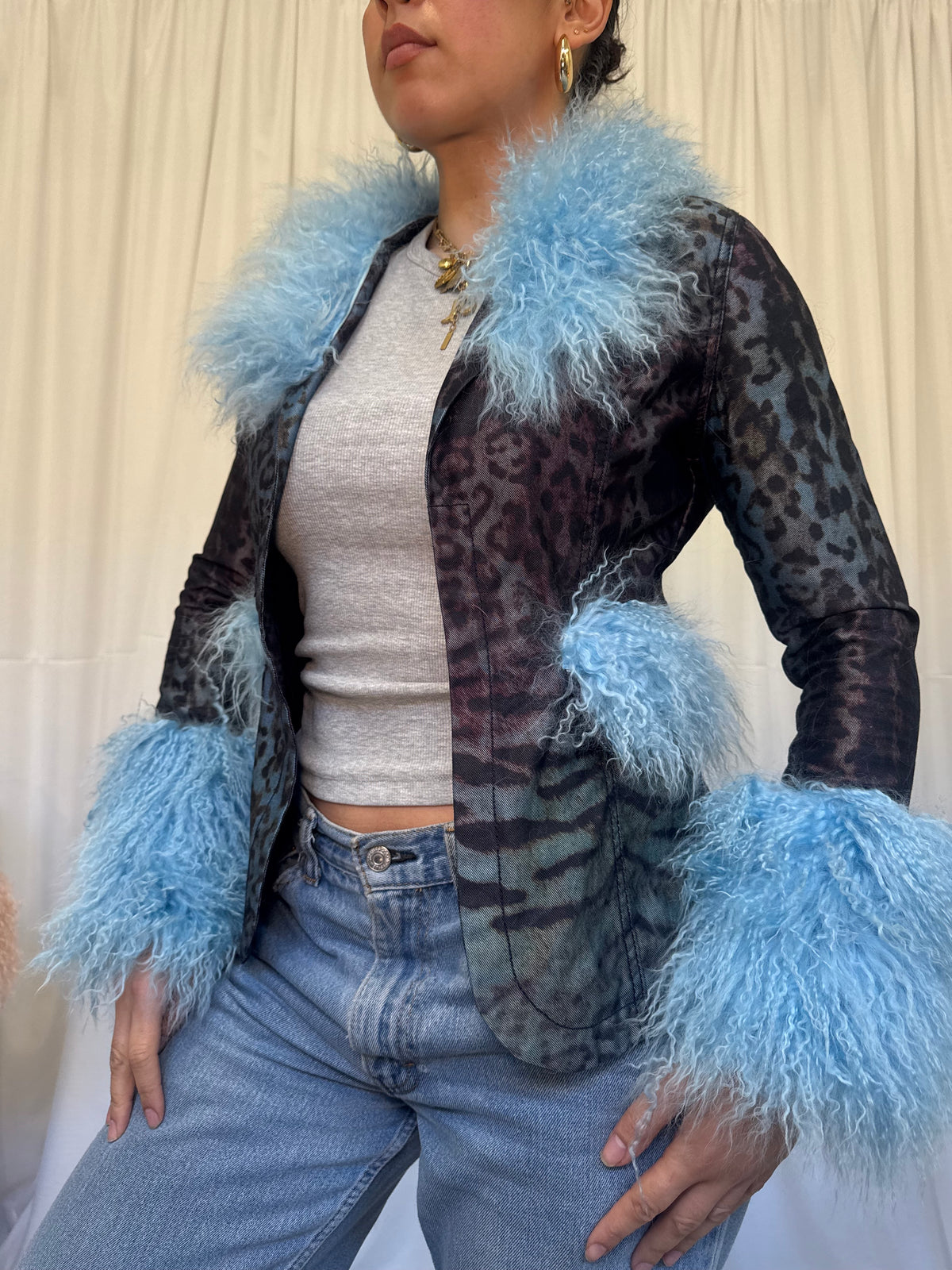 Leopard Print Jacket with Blue