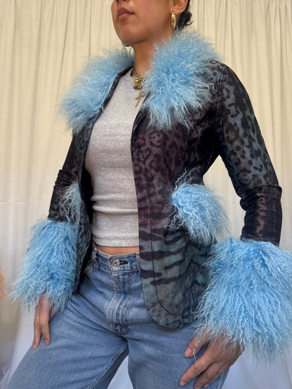 Leopard Print Jacket with Blue