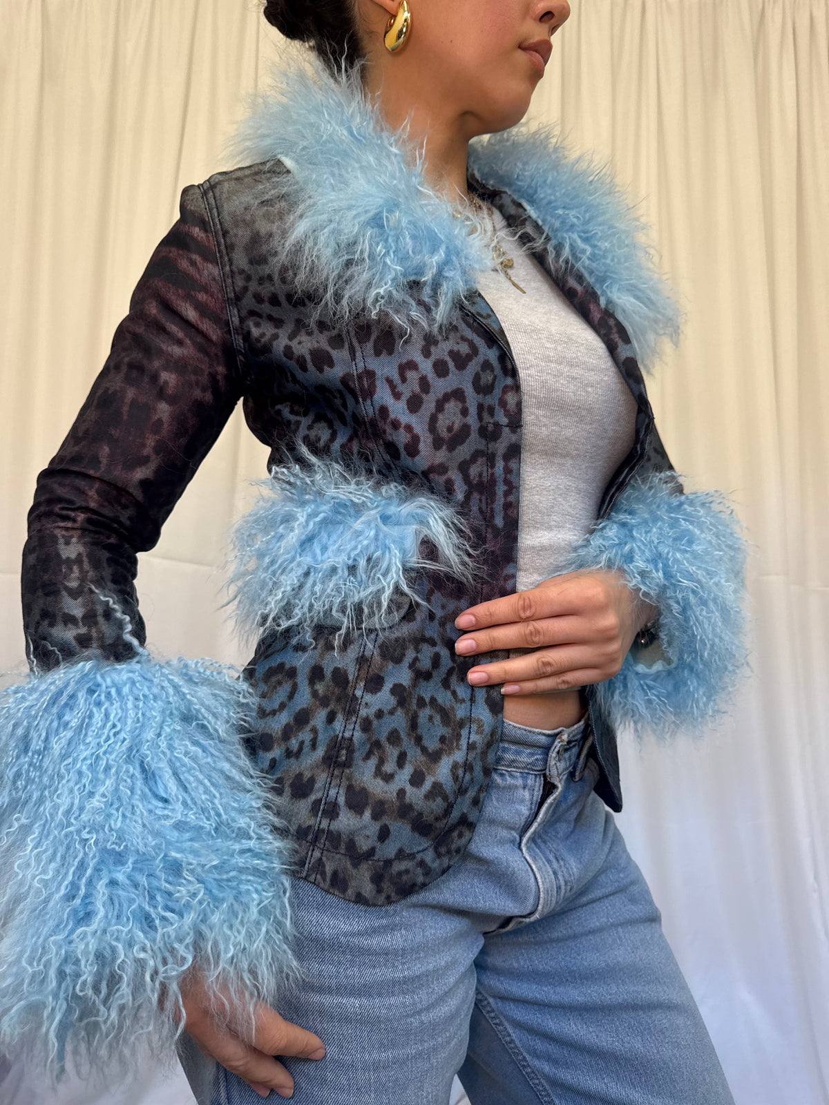 Leopard Print Jacket with Blue
