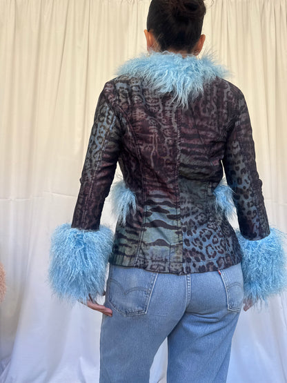Leopard Print Jacket with Blue