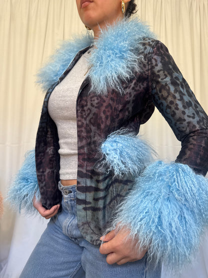 Leopard Print Jacket with Blue