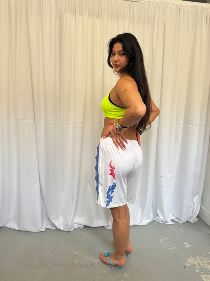 White Shorts with Blue Lace