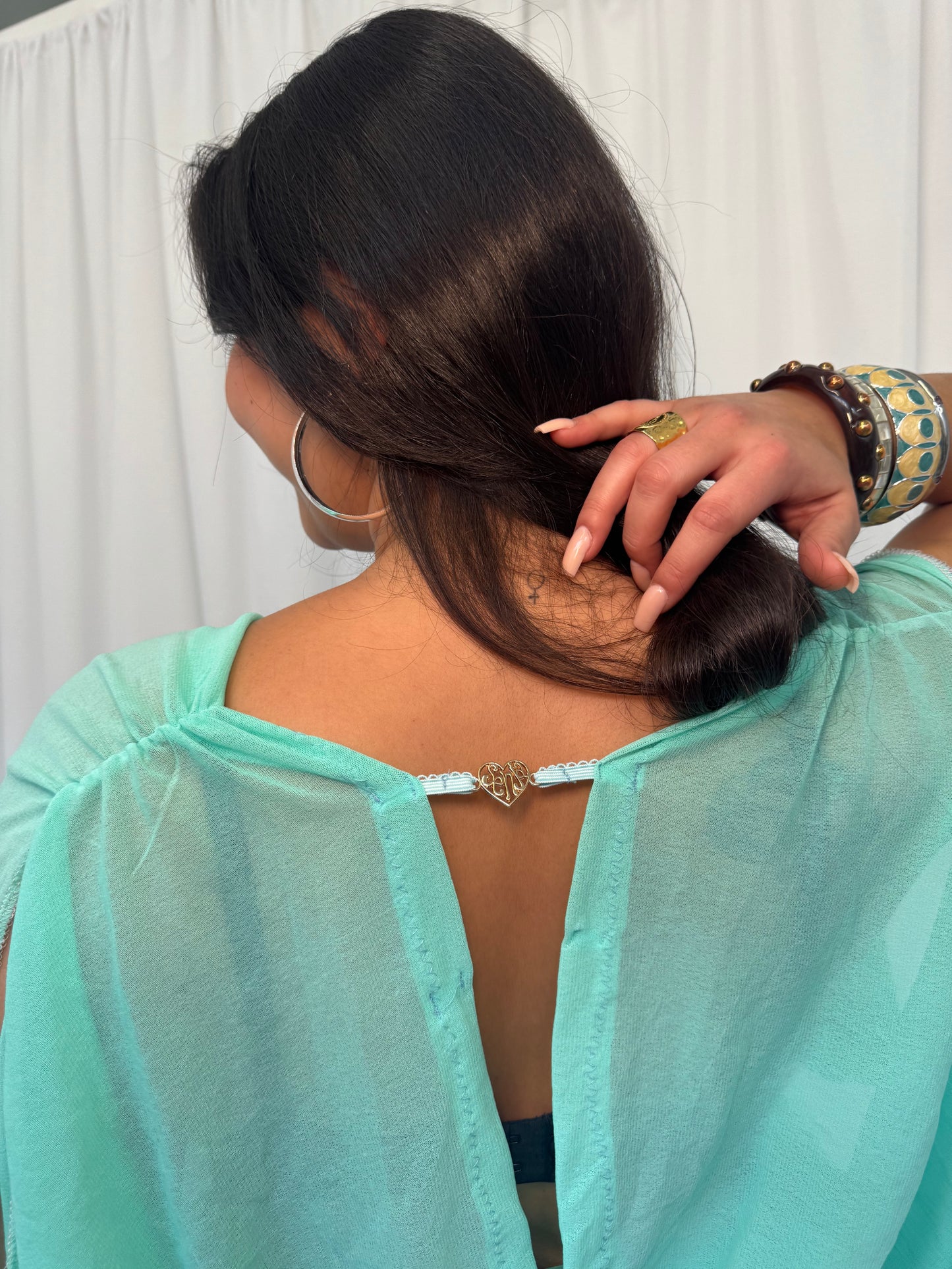 Sea-foam Turquoise Mesh Drape Top