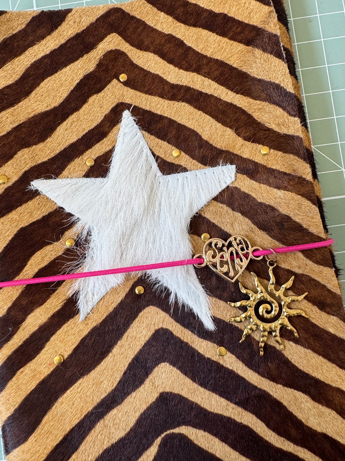 A5 leather journal cover with stars + pocket - 1/1 pieces