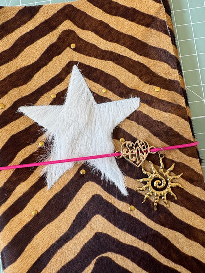 A5 leather journal cover with stars + pocket - 1/1 pieces