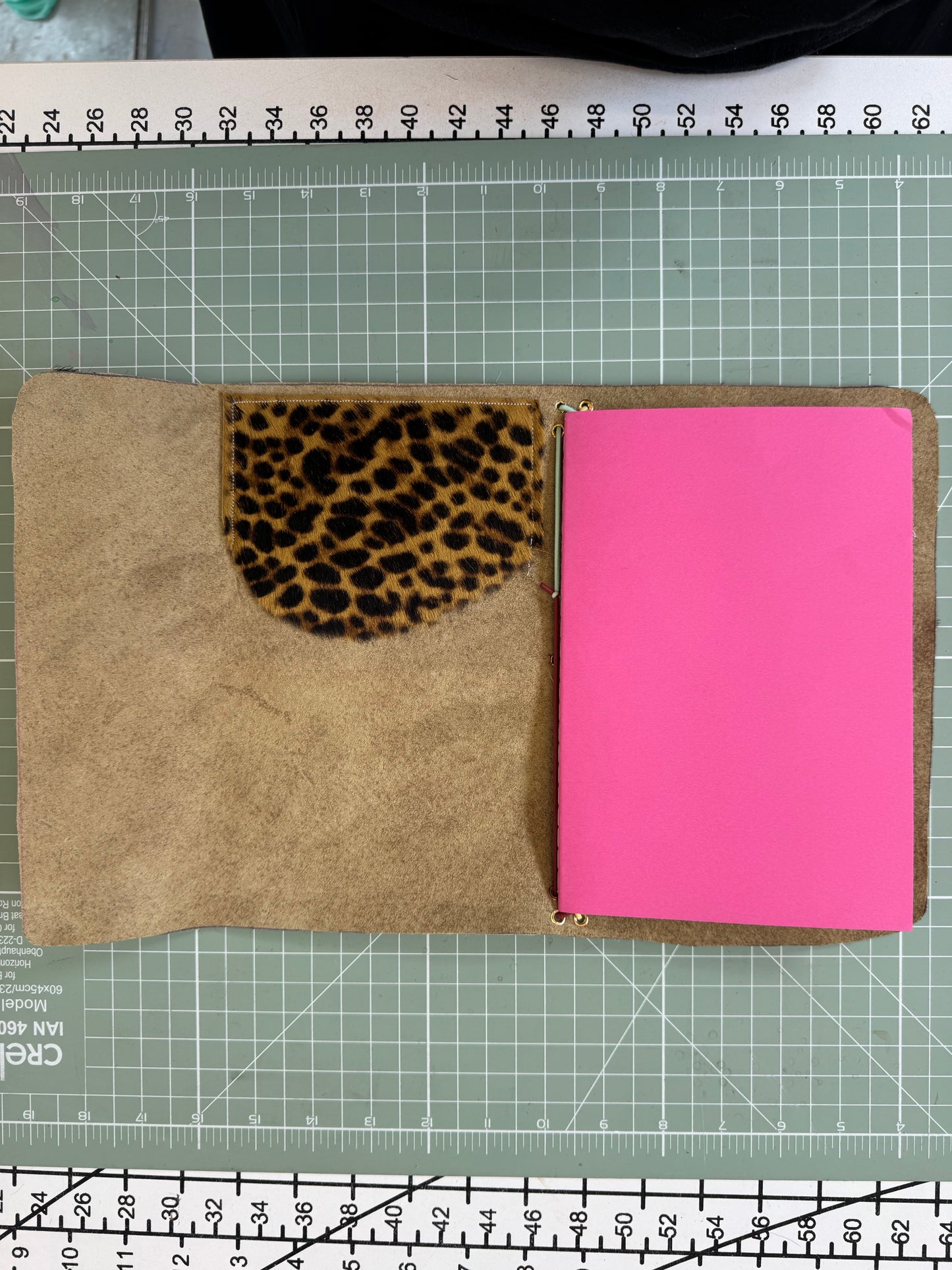 A5 leather journal cover with stars + pocket - 1/1 pieces