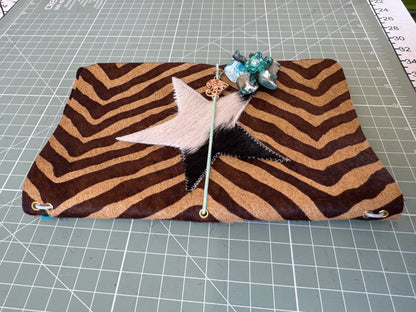 A5 leather journal cover with stars + pocket - 1/1 pieces