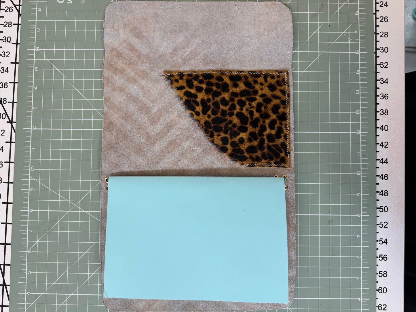 A5 leather journal cover with stars + pocket - 1/1 pieces