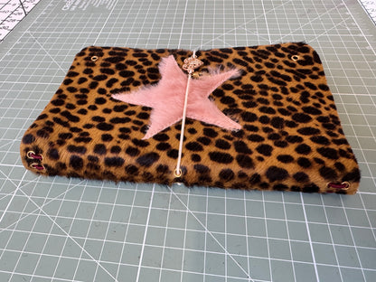 A5 leather journal cover with stars + pocket - 1/1 pieces