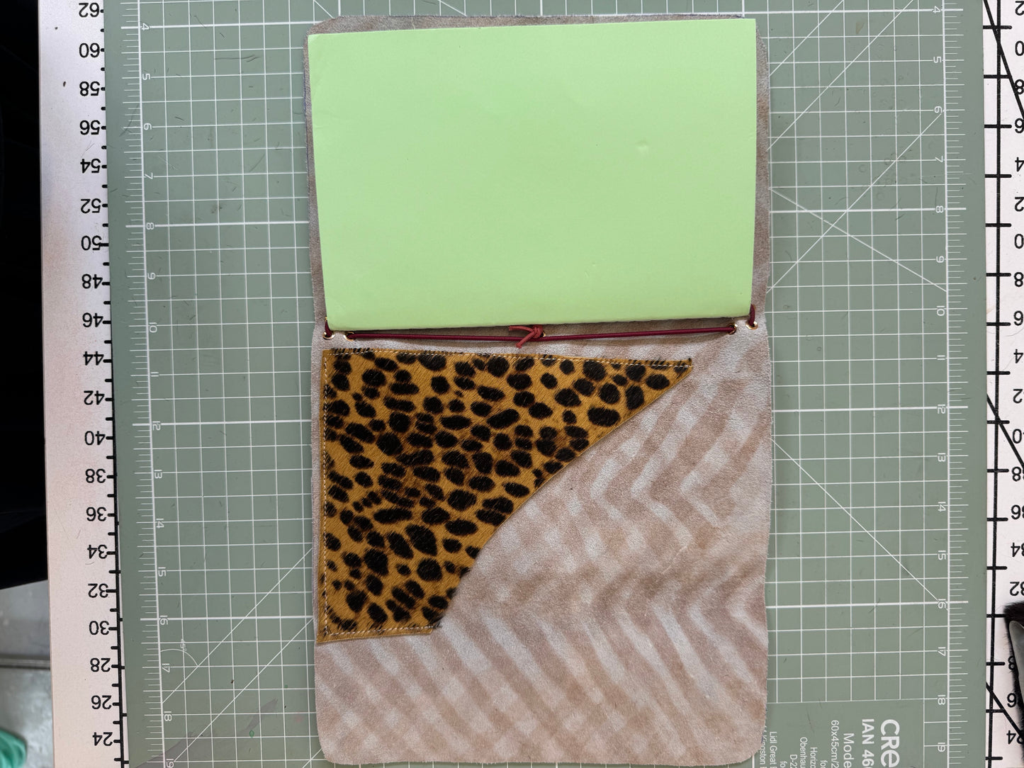 A5 leather journal cover with stars + pocket - 1/1 pieces
