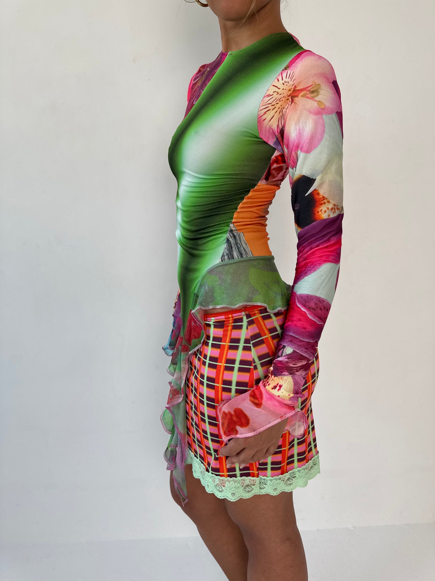 Long Sleeve Patchwork Top - Small