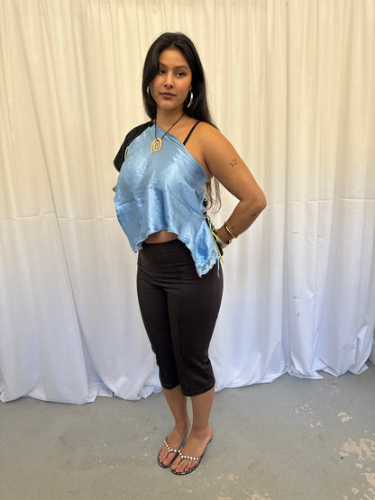 Upcycled Lime Green and Black Lace Top