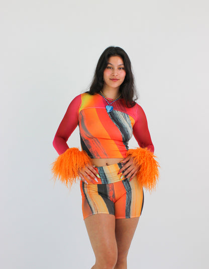 The Ombre Orange Mesh Sleeves