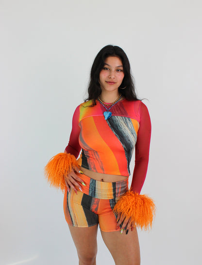 The Ombre Orange Mesh Sleeves