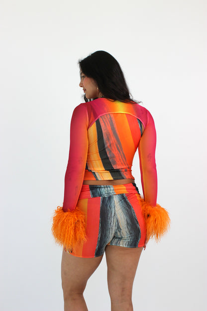 The Ombre Orange Mesh Sleeves