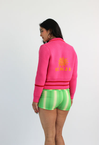 Hot Pink Knit Track Top