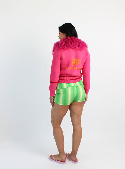 Hot Pink Knit Track Top