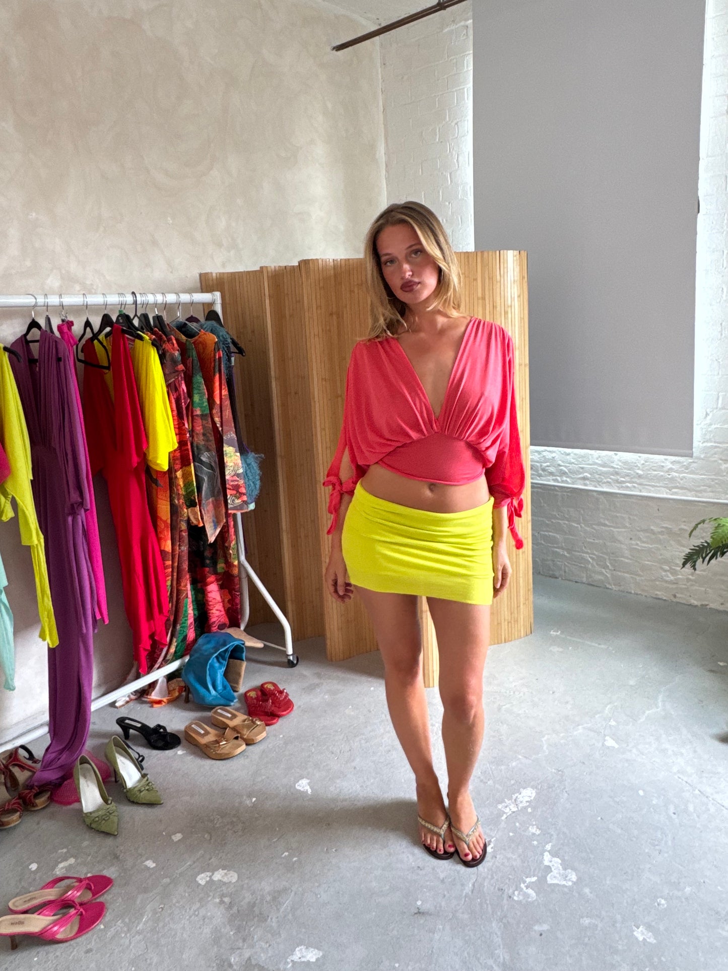 Coral Long-sleeve Drape Top