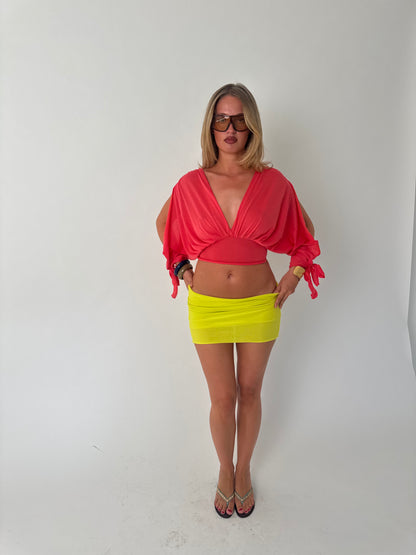 Coral Long-sleeve Drape Top