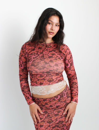 The Burgundy Lace Long Sleeve Top