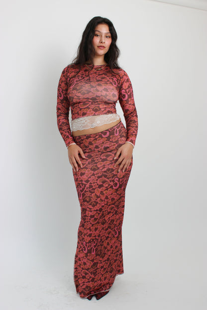 The Burgundy Lace Maxi Skirt