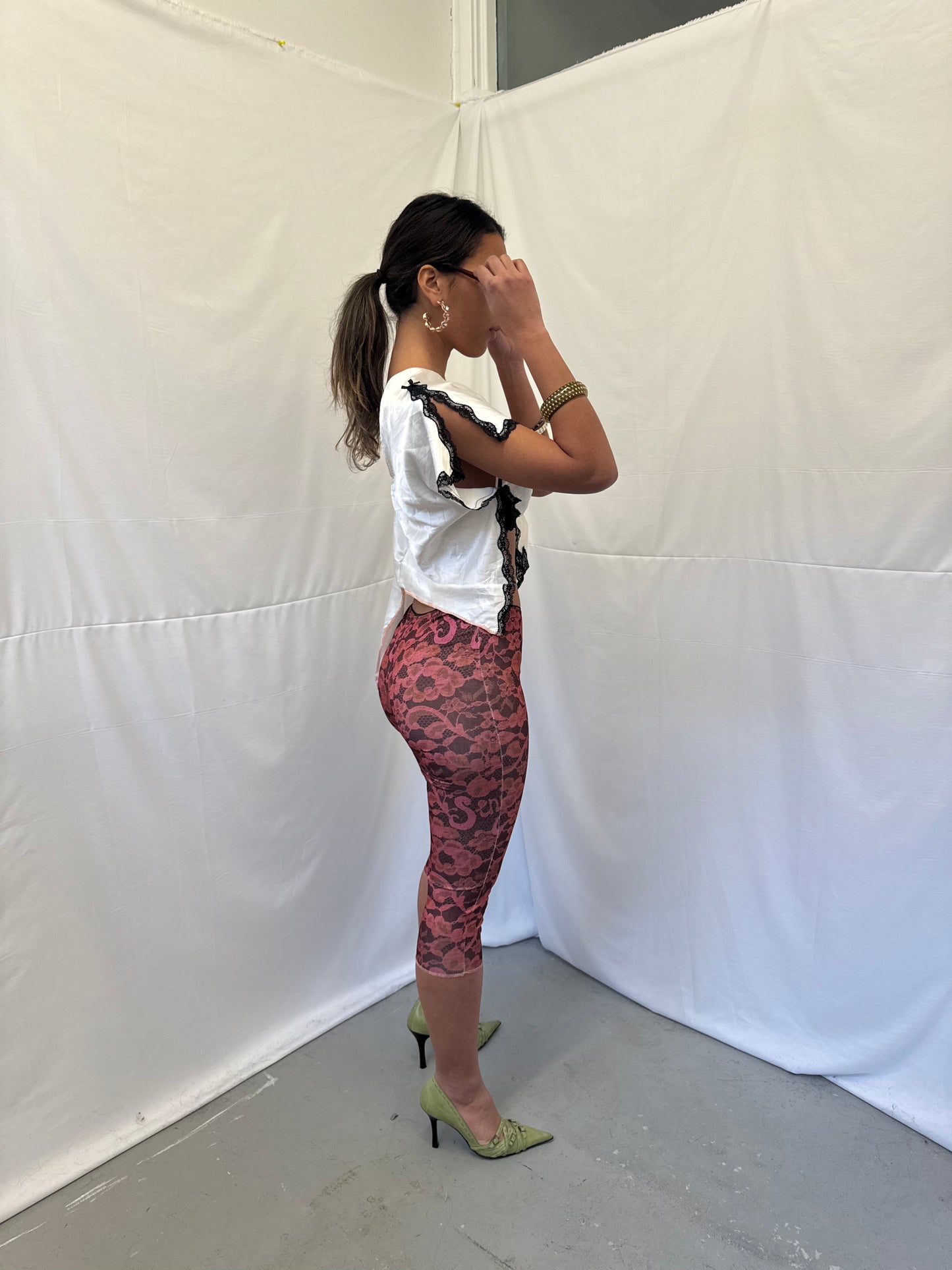 Upcycled white asymmetric top