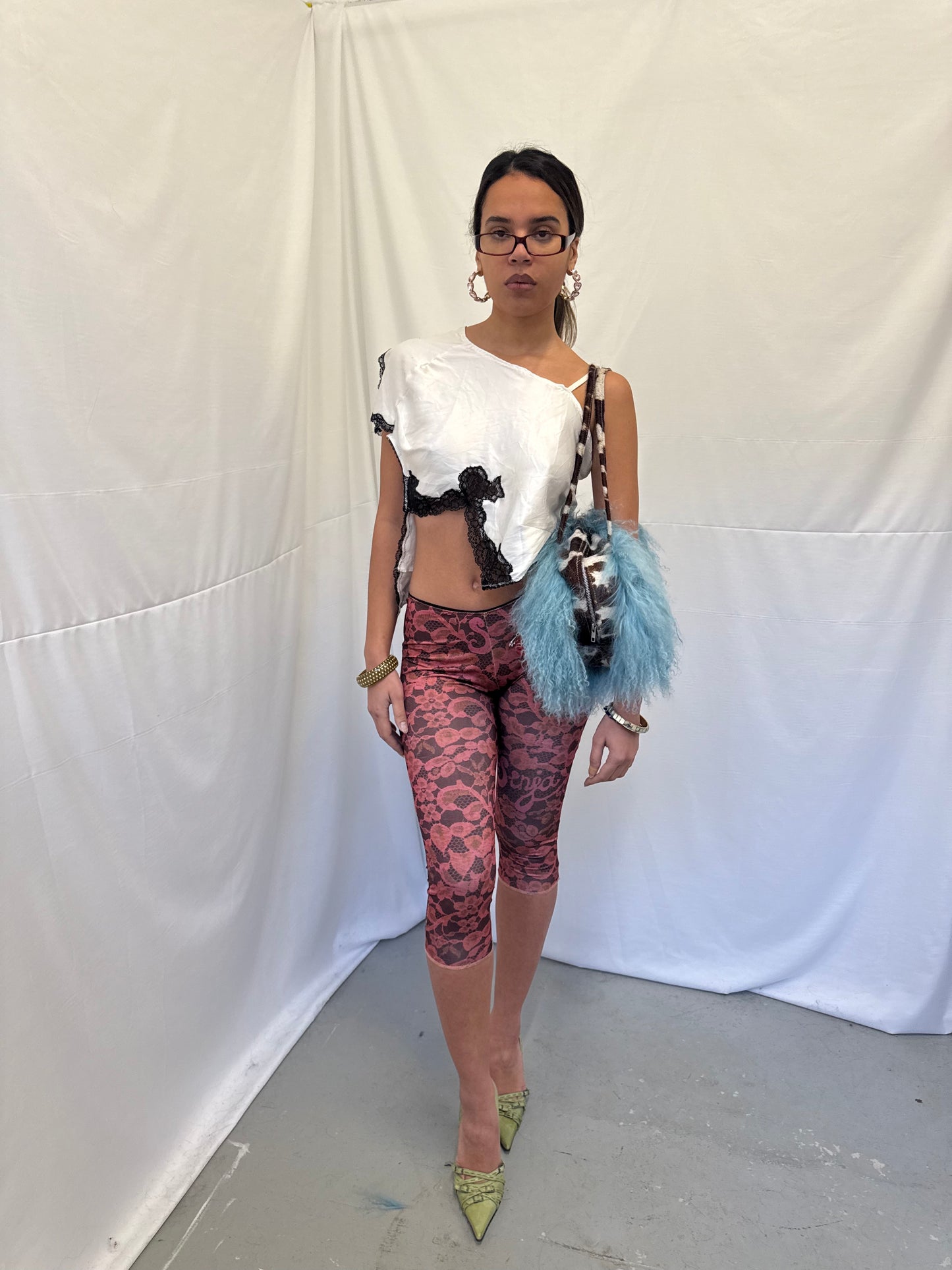 Upcycled white asymmetric top