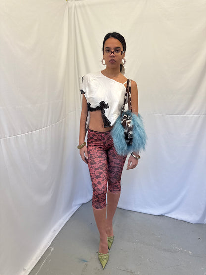 Upcycled white asymmetric top