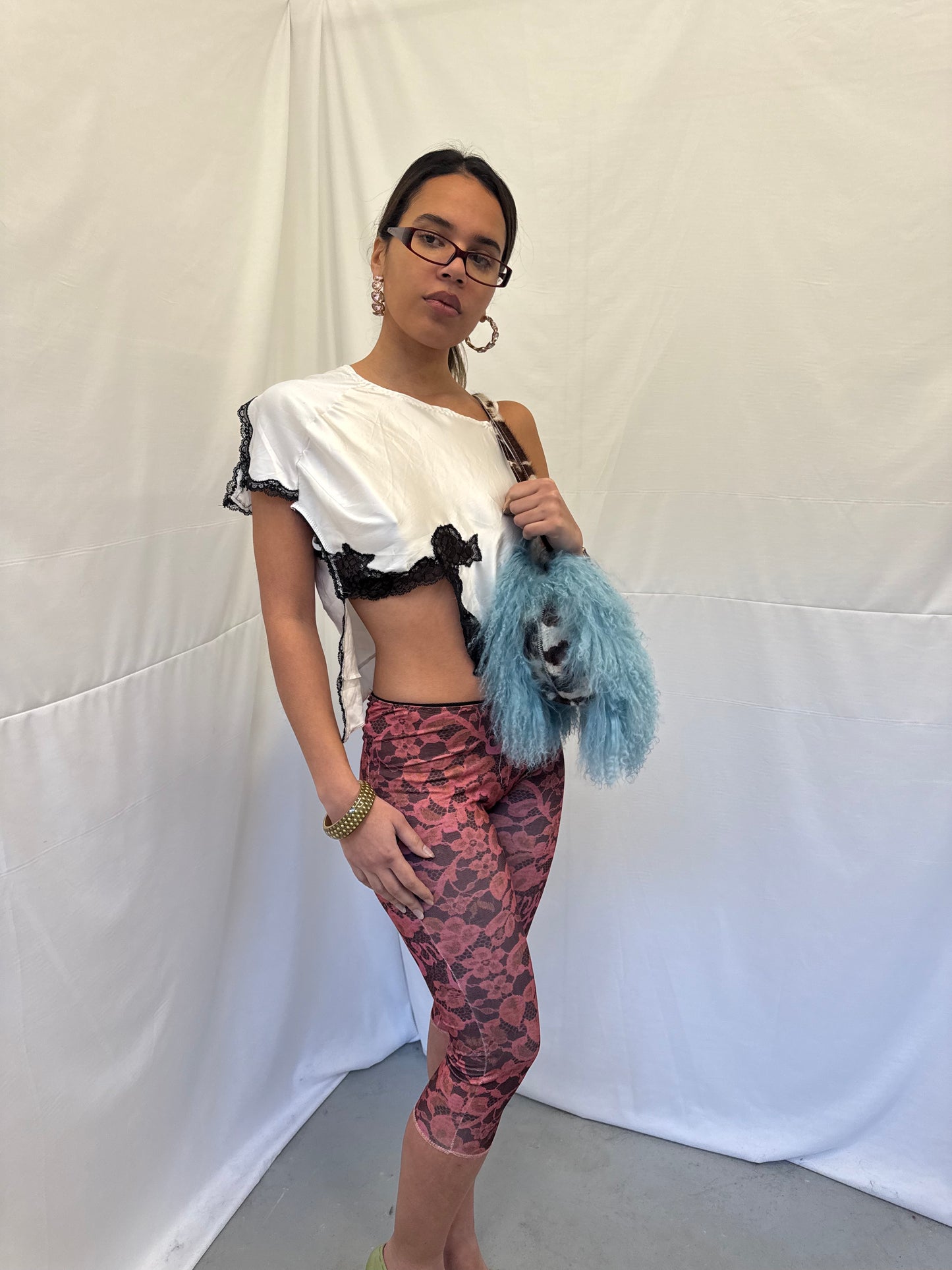 Upcycled white asymmetric top