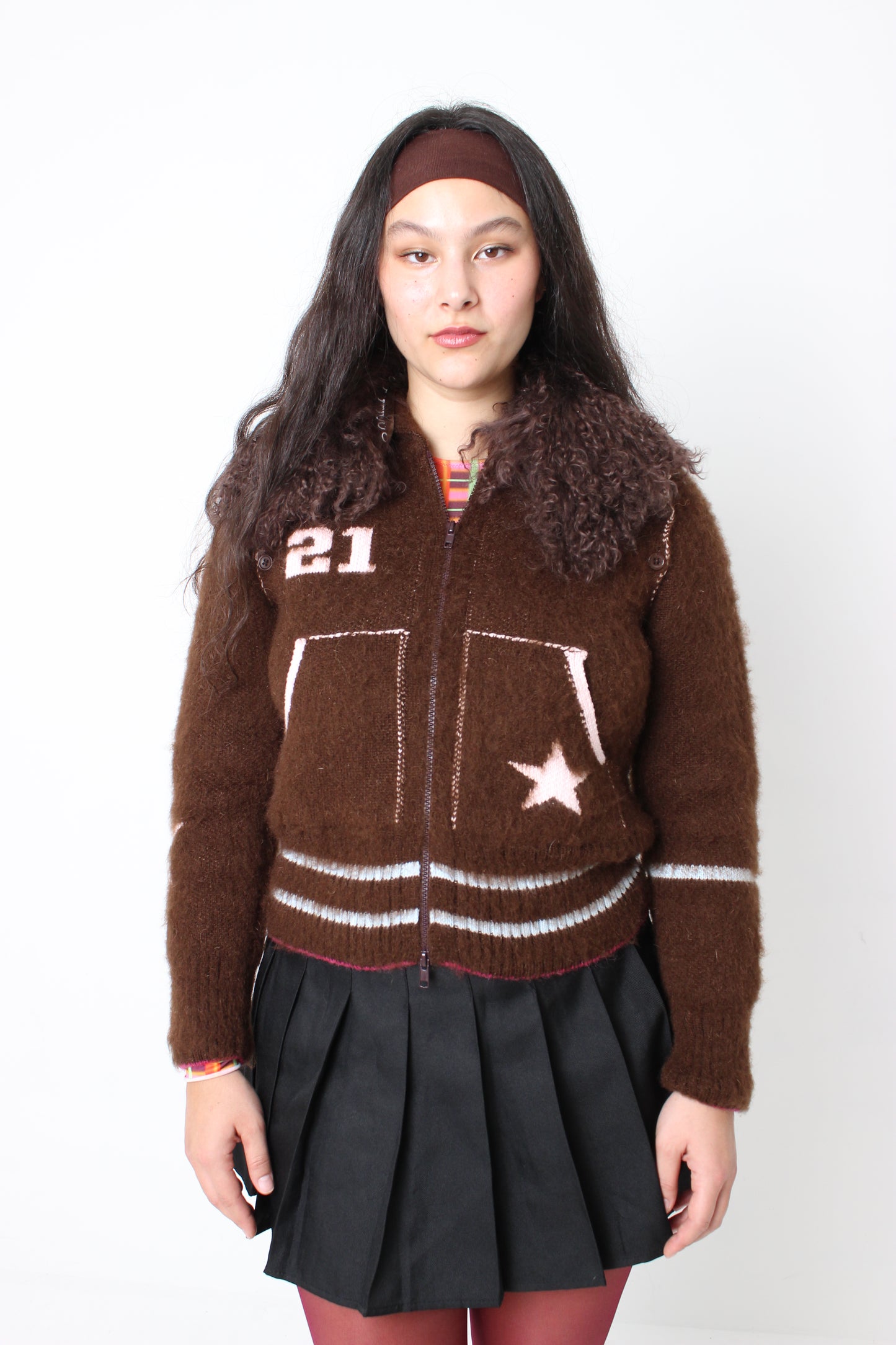 The Chocolate Brown Knit Track Jacket - Detachable Sleeves