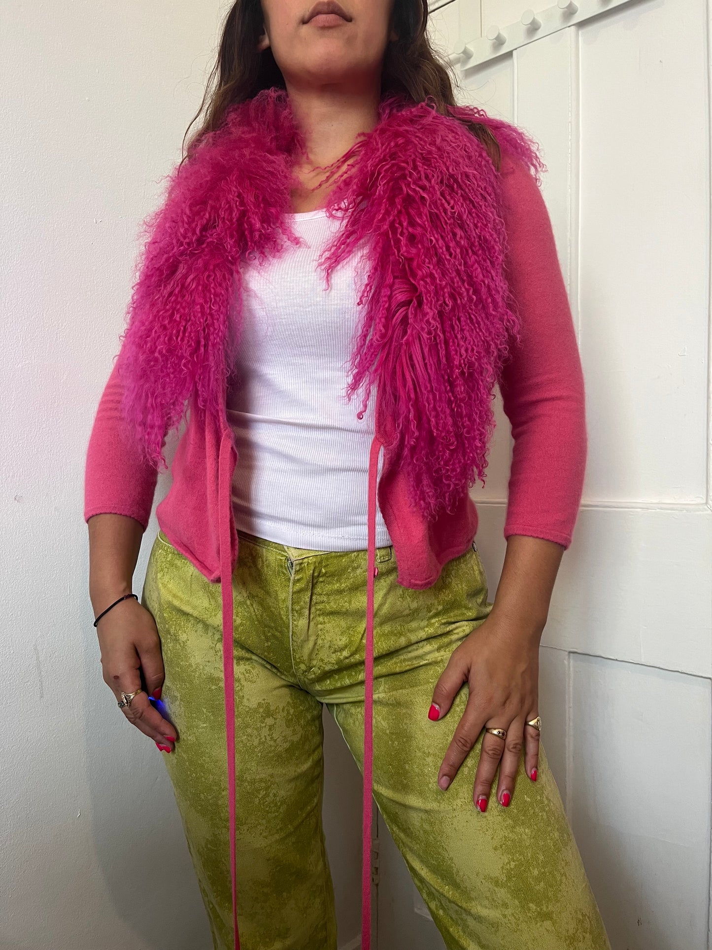 Ballet wrap hot pink fluffy cardie (S)