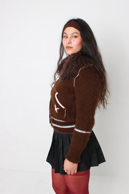 The Chocolate Brown Knit Track Jacket - Detachable Sleeves
