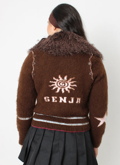 The Chocolate Brown Knit Track Jacket - Detachable Sleeves