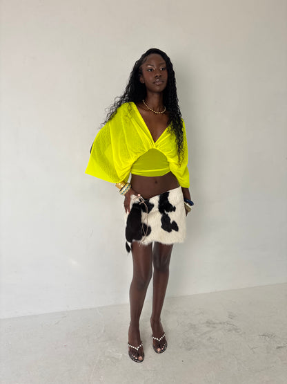 Yellow Mesh Drape Top