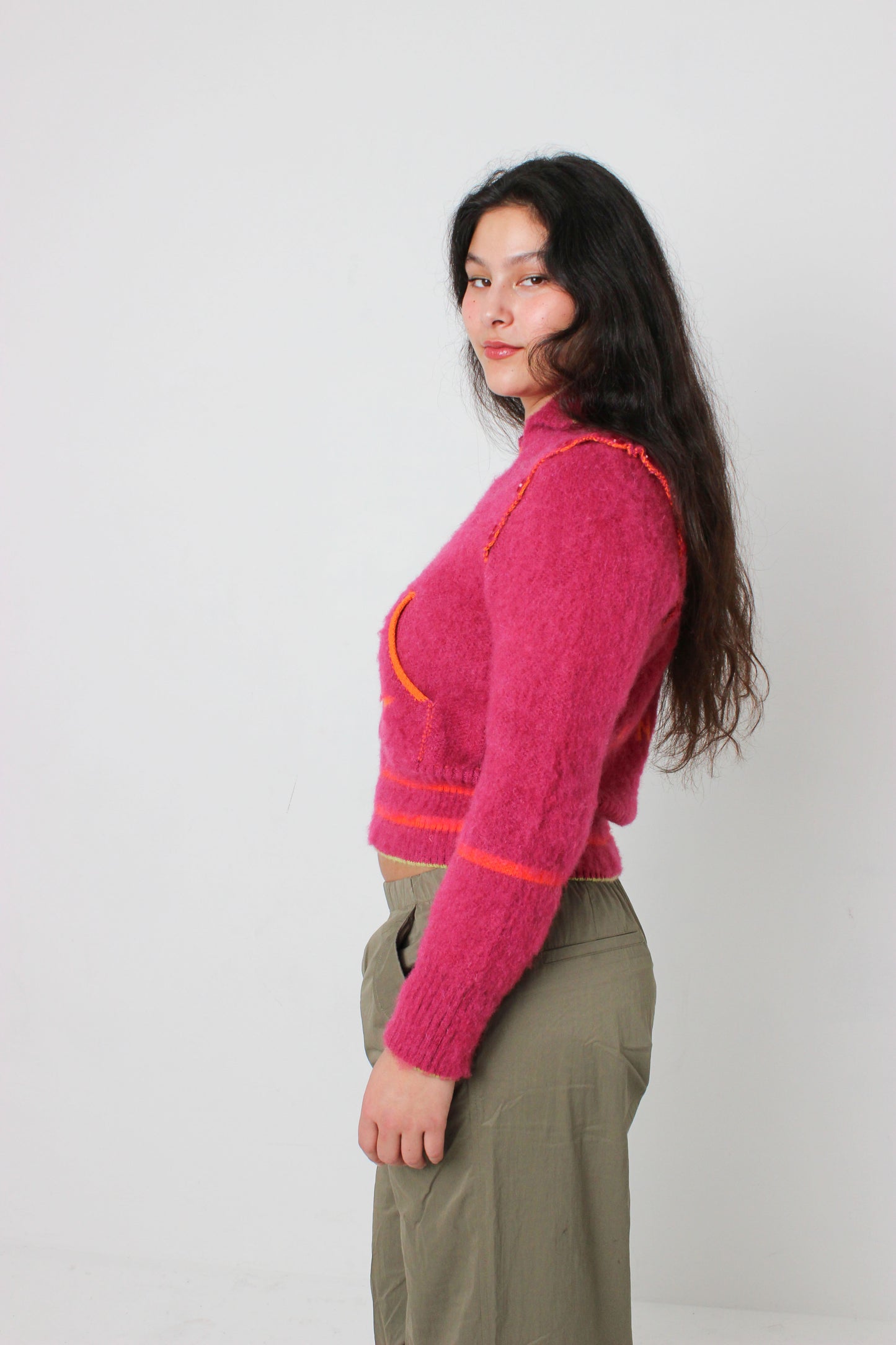The Hot Pink Knit Track Jacket - Detachable Sleeves