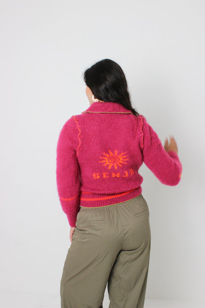 The Hot Pink Knit Track Jacket - Detachable Sleeves