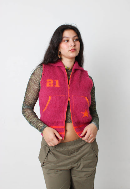 The Hot Pink Knit Track Jacket - Detachable Sleeves