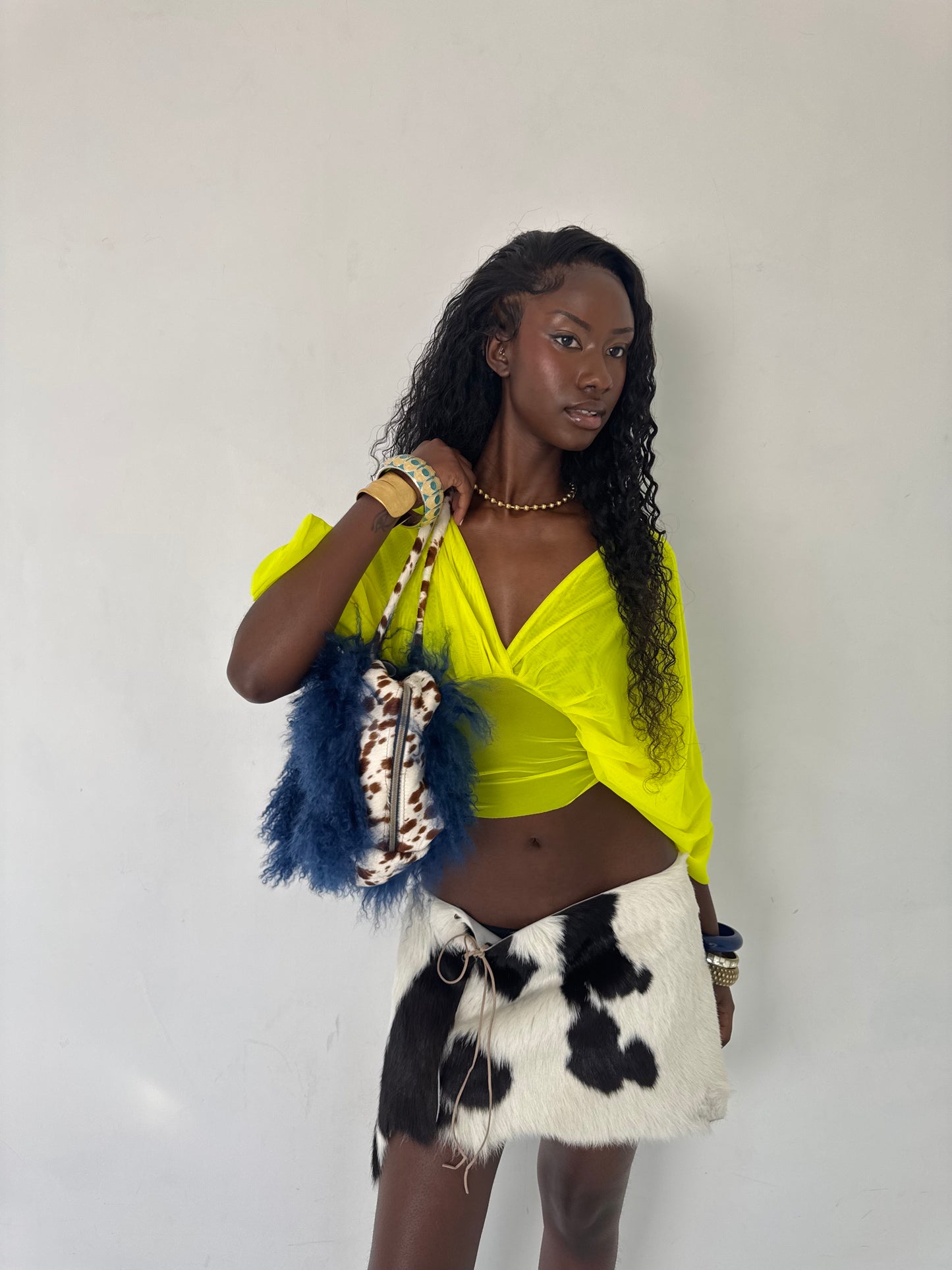 Yellow Mesh Drape Top