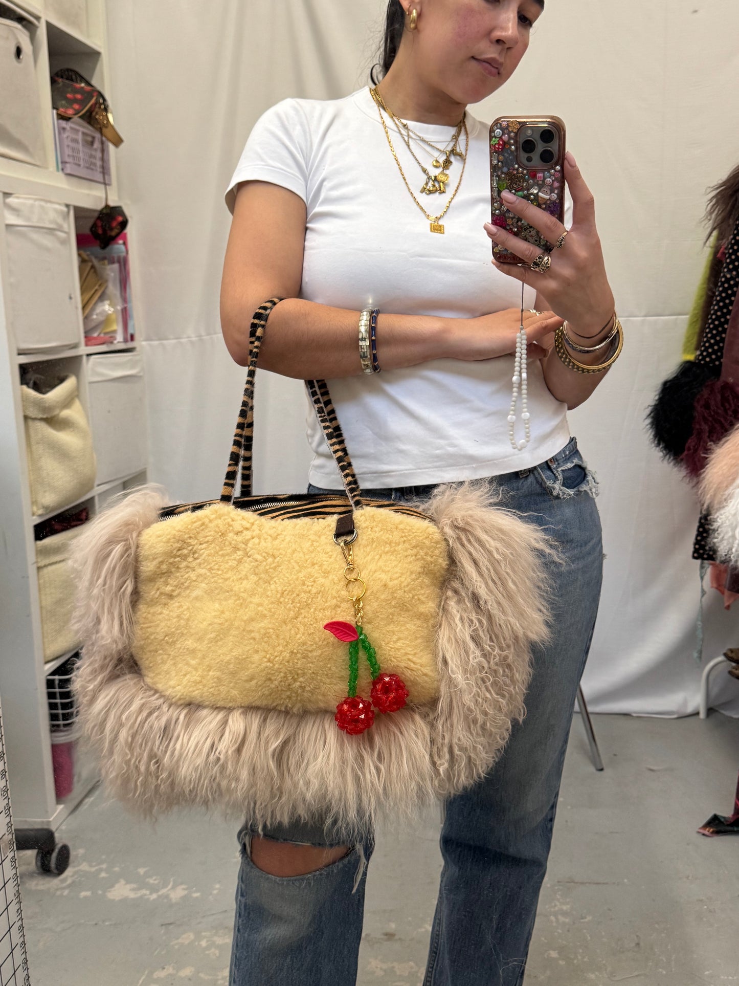 Zebra Leather Patchwork Bowler Bag