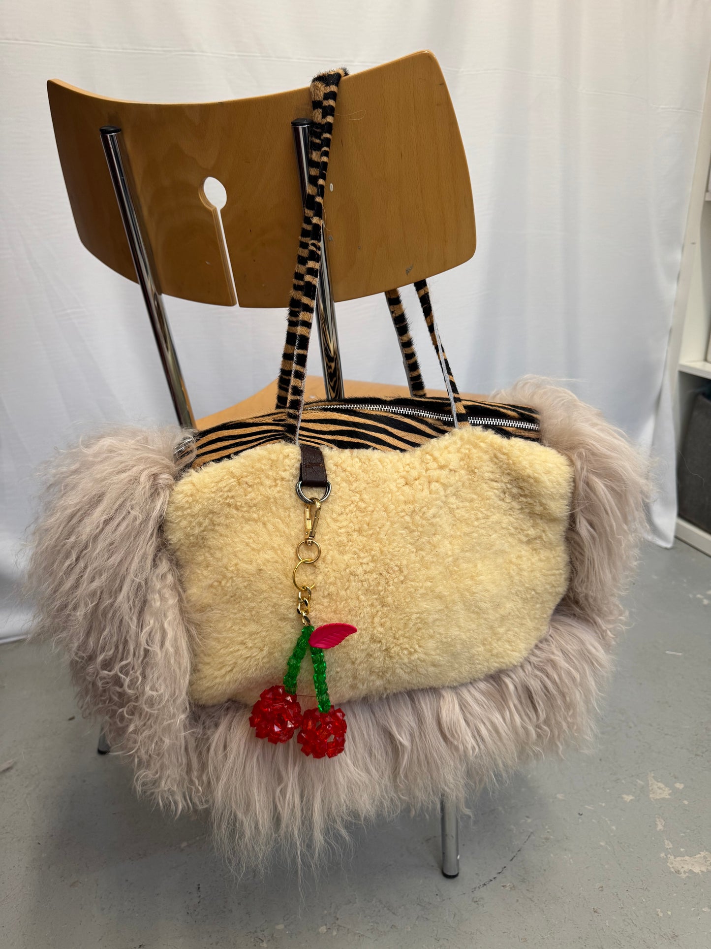 Zebra Leather Patchwork Bowler Bag