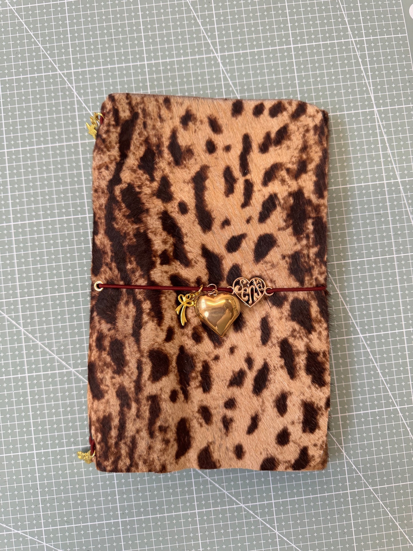 A5 Tri-Fold Leopard Print Leather Journal Cover 1